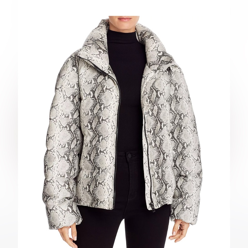 Glamorous Snake Print Faux Leather Puffer Jacket NWT